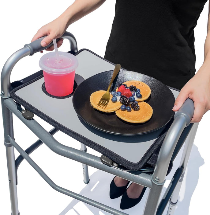 RMS Universal Walker Tray with Cup Holder – Multifunctional, Easy-to-Clean, Adjustable Fit
