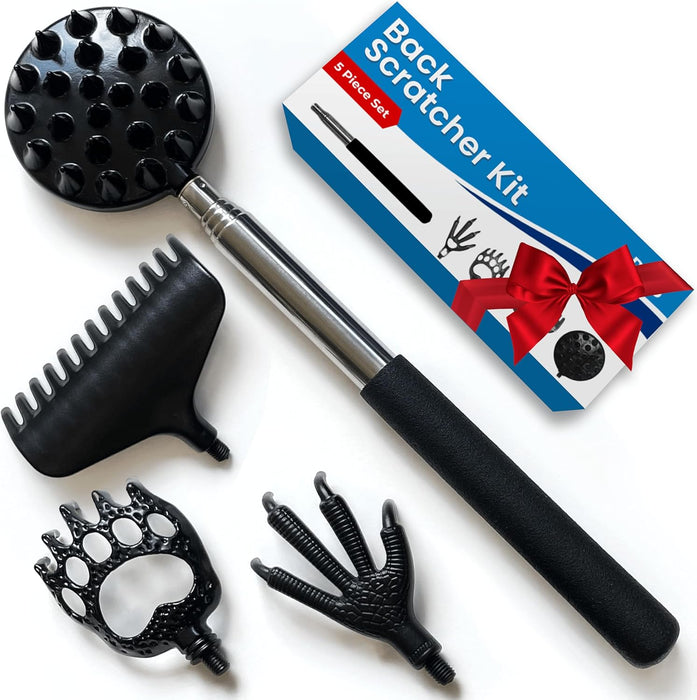 RMS Telescoping Back Scratcher with 4 Pcs Detachable Heads, Stocking Stuffers, Christmas Gift for Men & Women