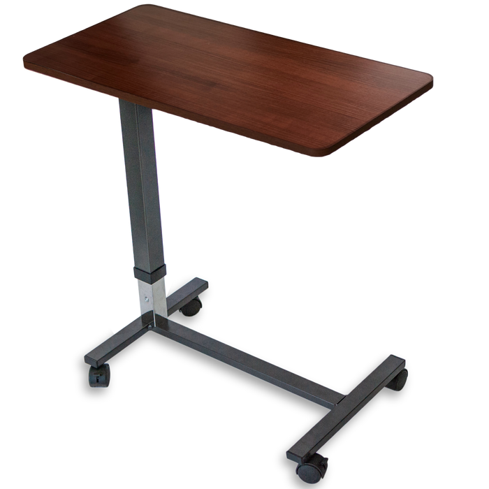 RMS Overbed Table - Hospital Bed Table for Home or Medical Use - Height Adjustable Bed Side Table with Swivel Wheels