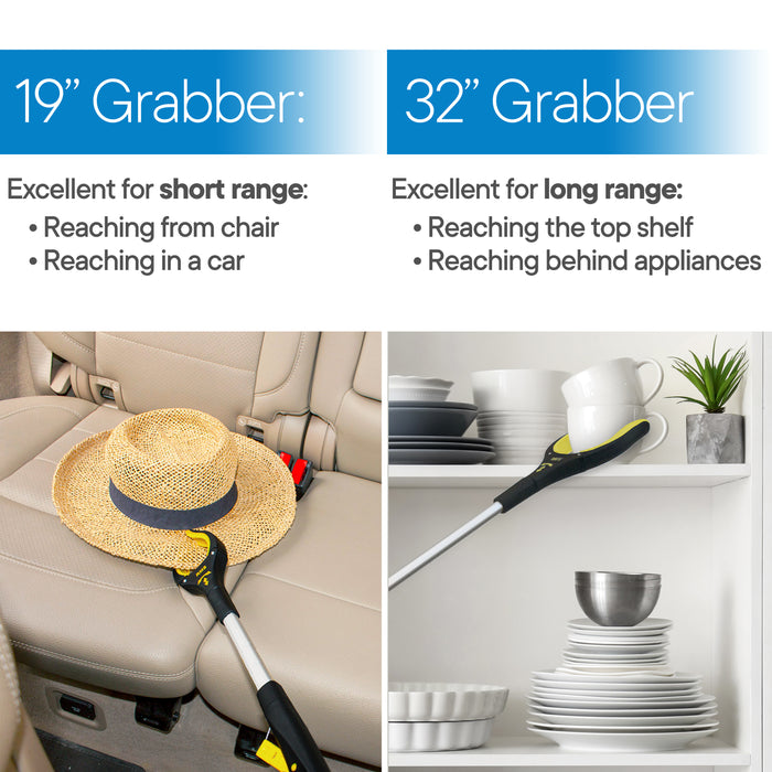 Grabber Reacher 2 Pack (34 inch and 21 inch, Yellow)