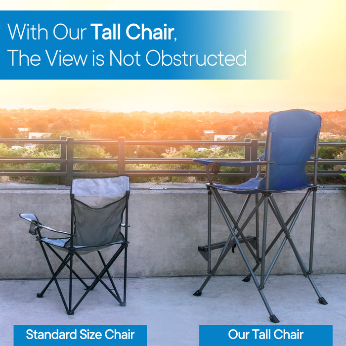 Extra Tall Folding Chair for Limited Mobility - Blue