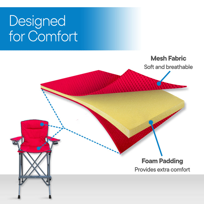 Extra Tall Folding Chair for Limited Mobility - Red