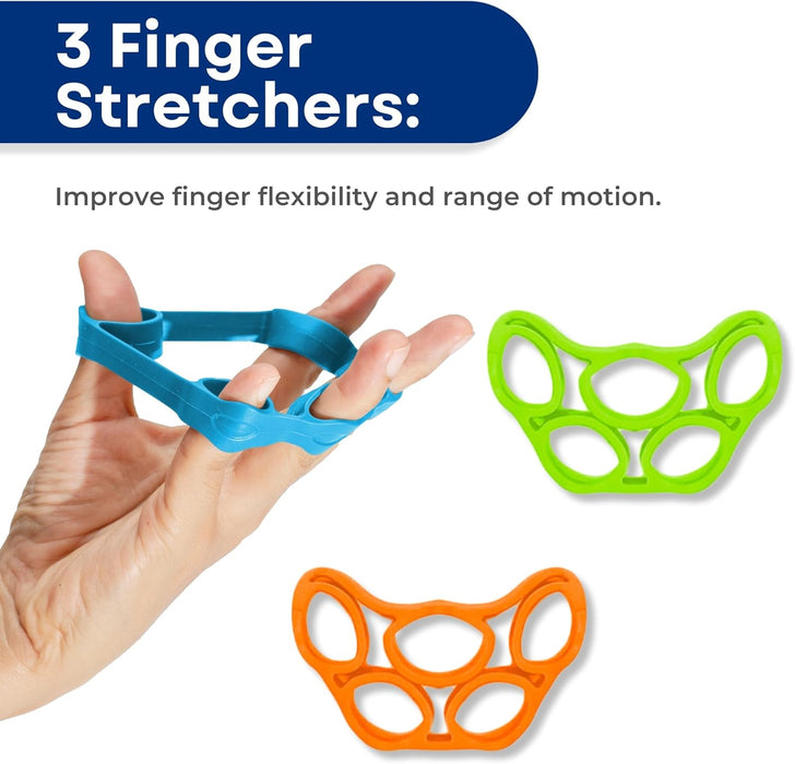 RMS Hand Grip Trainer Kit, 3 Hand Grips & 3 Finger Stretchers – Increase Hand Strength