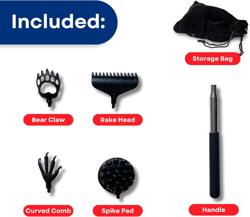 RMS Telescoping Back Scratcher with 4 Pcs Detachable Heads, Stocking Stuffers, Christmas Gift for Men & Women