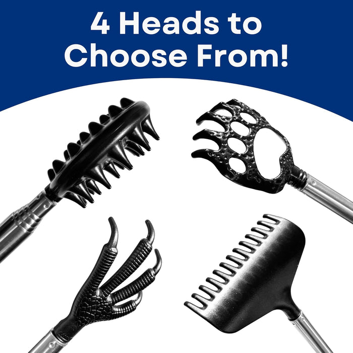 RMS Telescoping Back Scratcher with 4 Pcs Detachable Heads, Stocking Stuffers, Christmas Gift for Men & Women