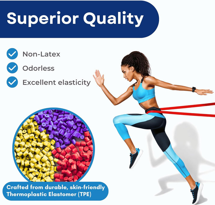 RMS Resistance Loop Excercise Bands with Carry Bag and Instruction Guide, Set of 4 - Latex Free Pull Up & Workout Bands for Stretching, Physical Therapy, Muscle & Crossfit Training