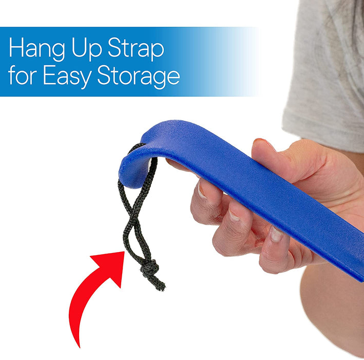 2 Pack 31 Inch Extra Long Handled Metal Shoe Horn with Curved Handle