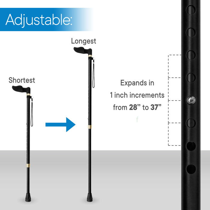 RMS - Walking Cane with Palm Grip Orthopedic Handle for Left Hand