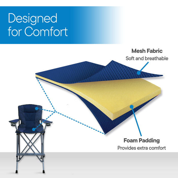 Extra Tall Folding Chair for Limited Mobility - Blue