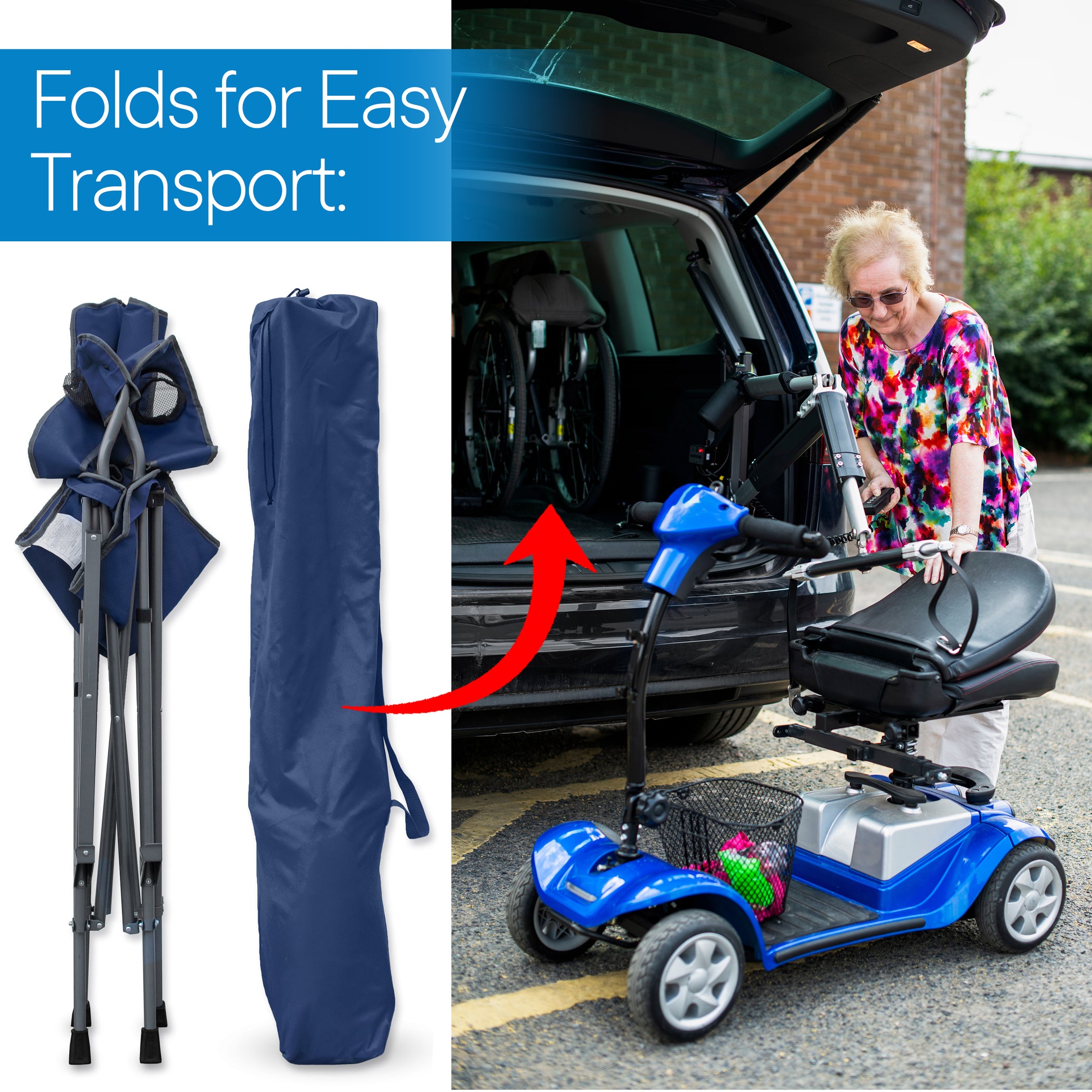 Extra Tall Folding Chair for Limited Mobility Blue — My RMS Store