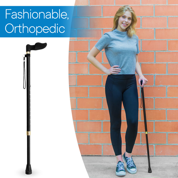 RMS - Walking Cane with Palm Grip Orthopedic Handle for Left Hand