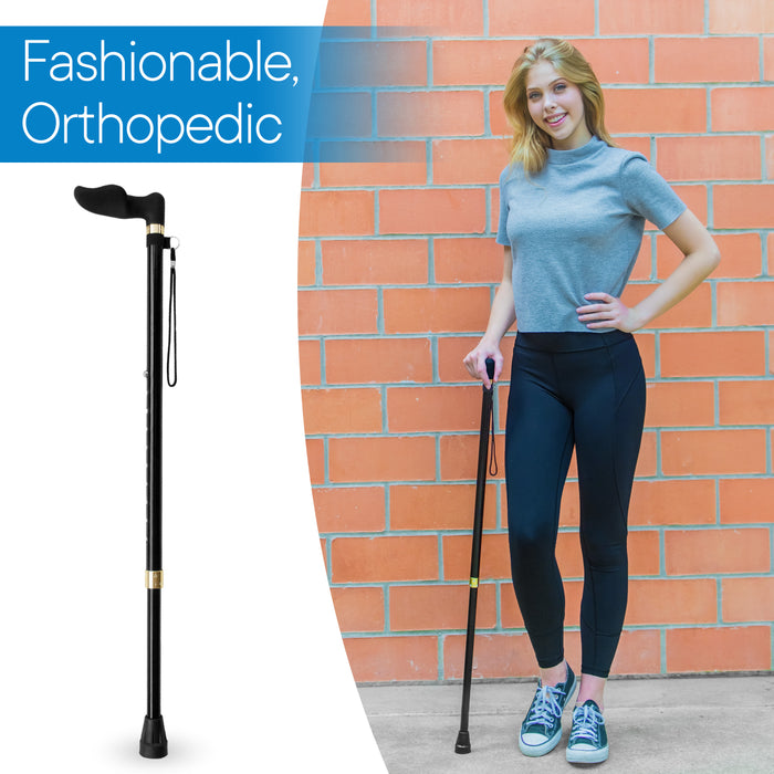 RMS - Walking Cane with Palm Grip Orthopedic Handle for Right Hand