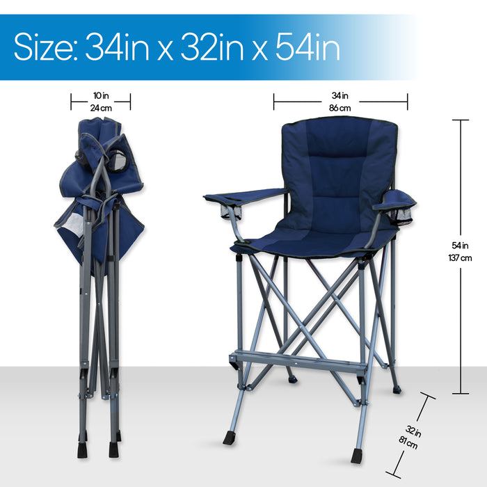 Extra Tall Folding Chair for Limited Mobility - Blue