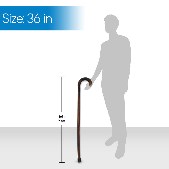 RMS -  36" Natural Wood Walking Stick Round Handle