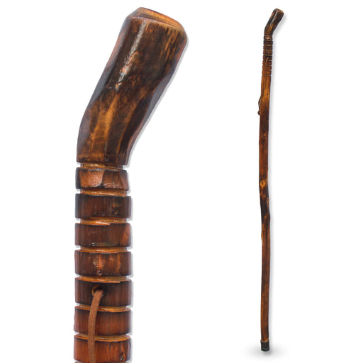 RMS - Natural Wood Walking Stick (Grooved Handle, 48 Inch) — My