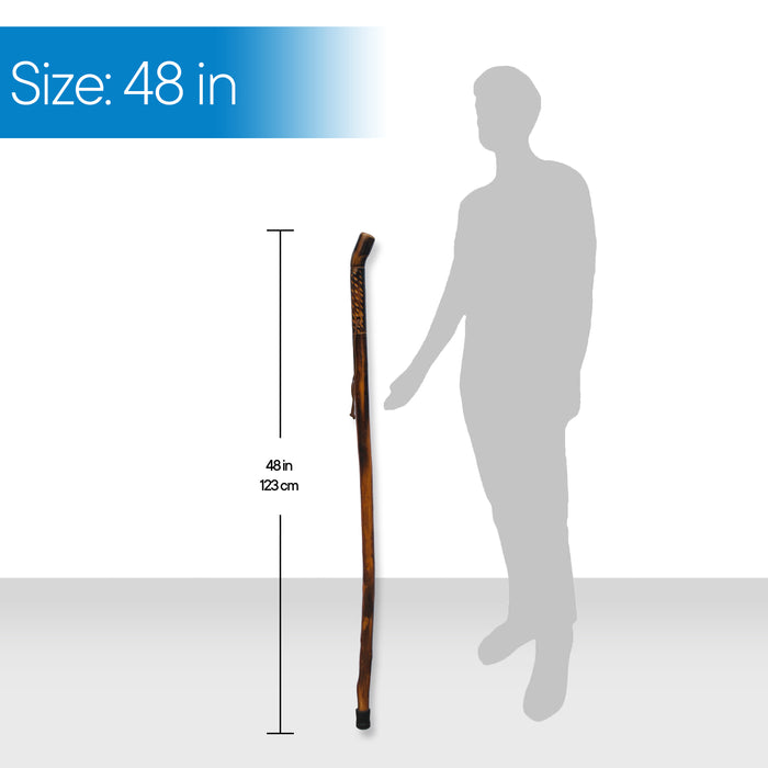 Natural Wood Walking Stick (Rain Drop Handle, 48 Inch)