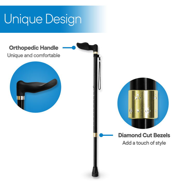 RMS - Walking Cane with Palm Grip Orthopedic Handle for Left Hand