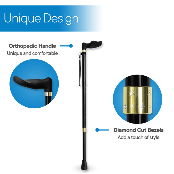 RMS - Walking Cane with Palm Grip Orthopedic Handle for Right Hand