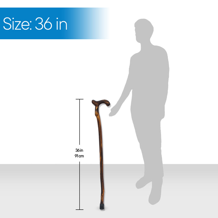 RMS - 36" Natural Wood Walking Stick Smooth Derby Handle