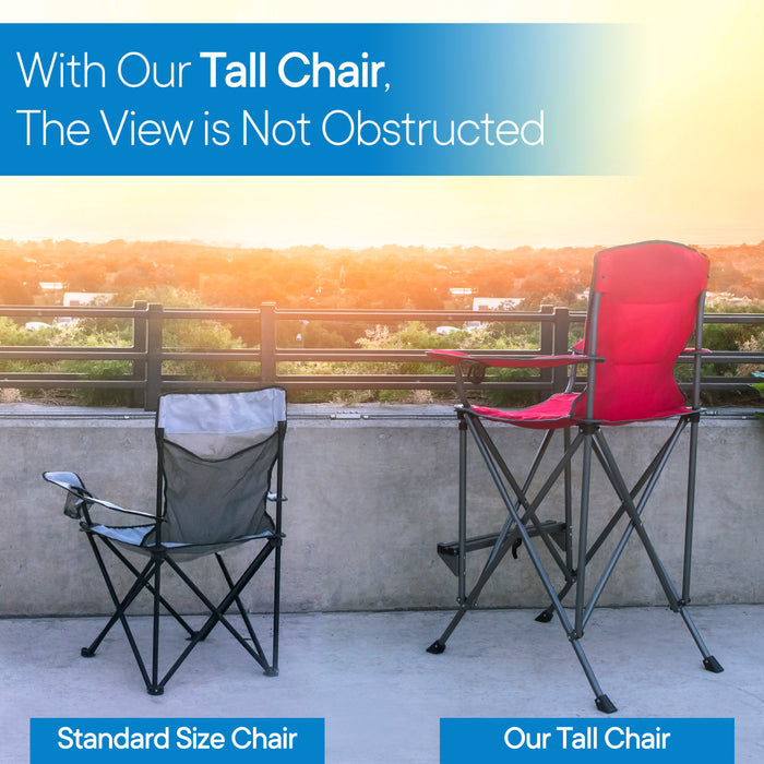 Extra Tall Folding Chair for Limited Mobility - Red